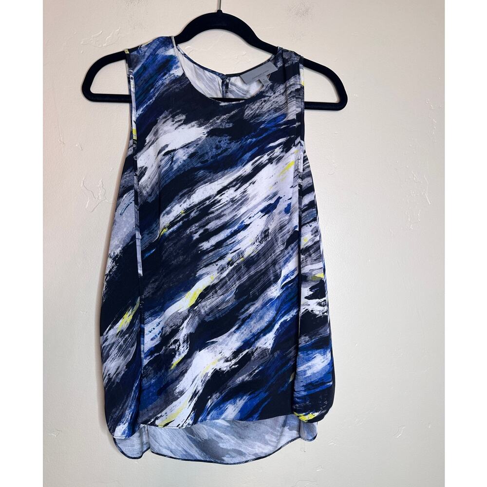 Classiques Entier Blue Black White Abstract SILK Blouse Medium